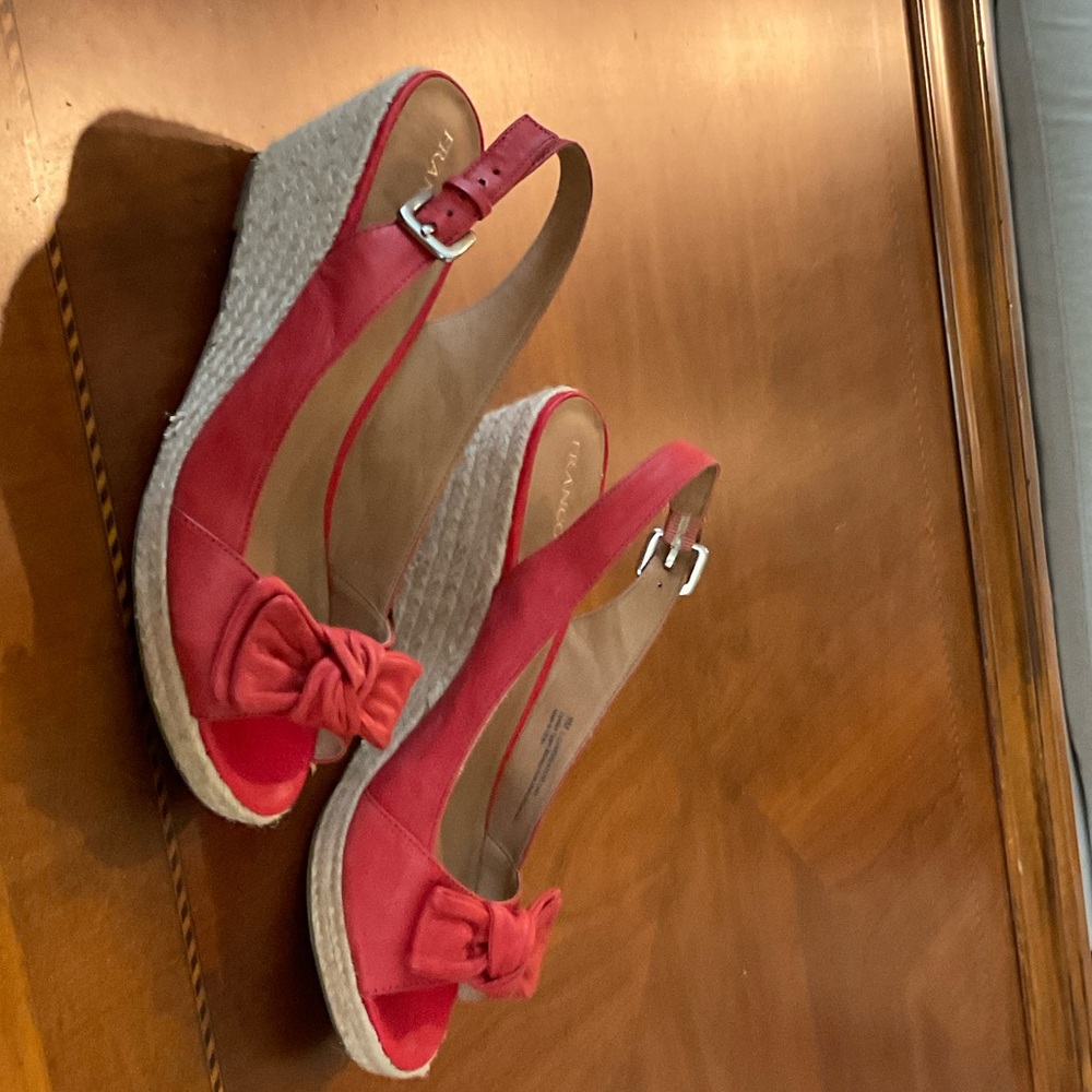 Franco Sarto Coral Slingback Espadrille Wedges with Bow